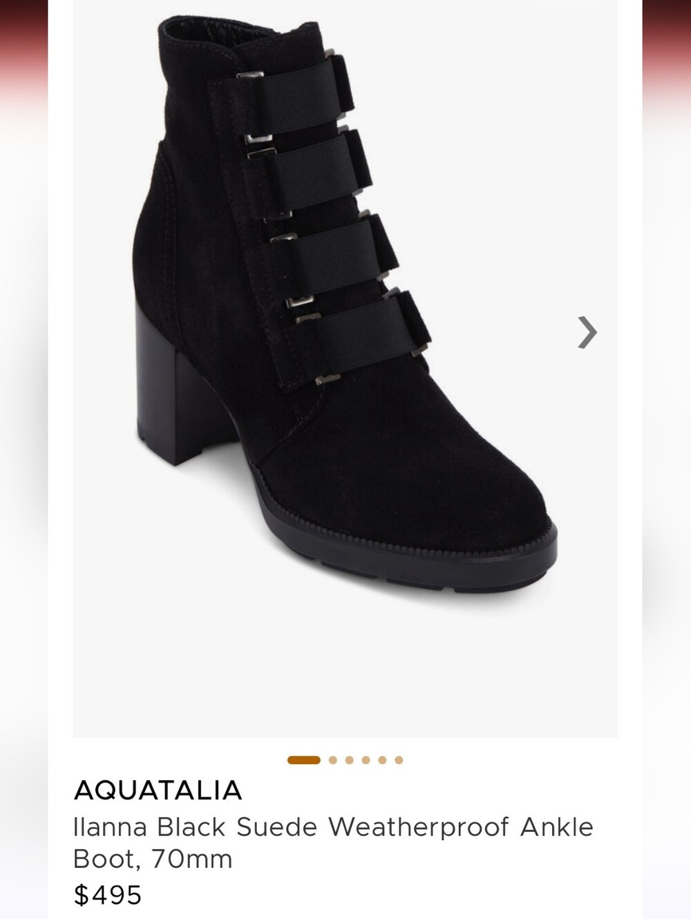 Aquatalia Black Ankle Boot with Elastic Strap Accents